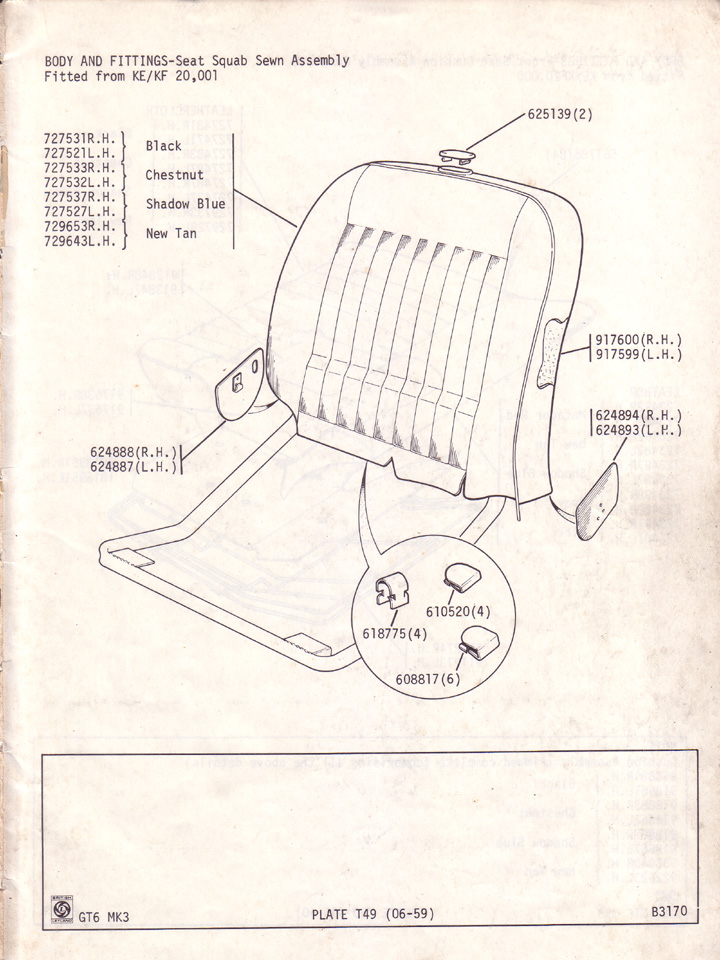Seat Squab Sewn Assembly Fitted from Commission No. KE/KF20,001