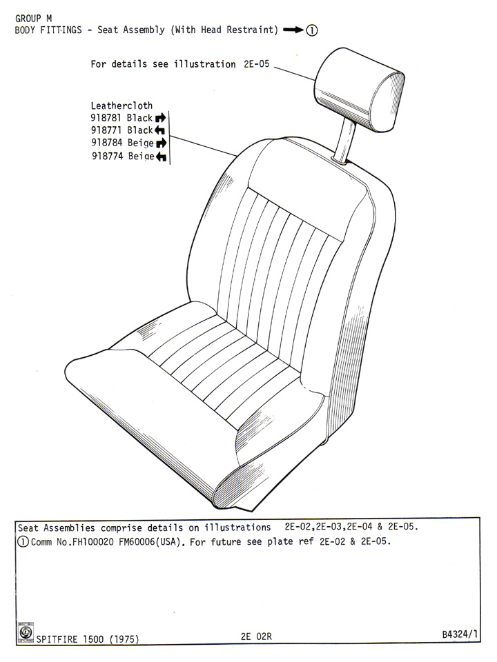 Seat Assembly  With Head Restraint    Canley Classics