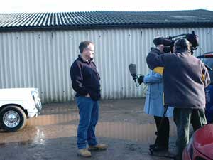 Being interviewed on the telly