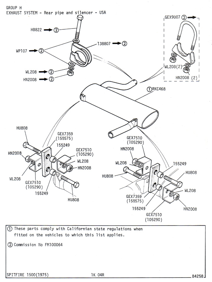 Exhaust System - Rear Pipe and Silencer - USA @ Canley Classics
