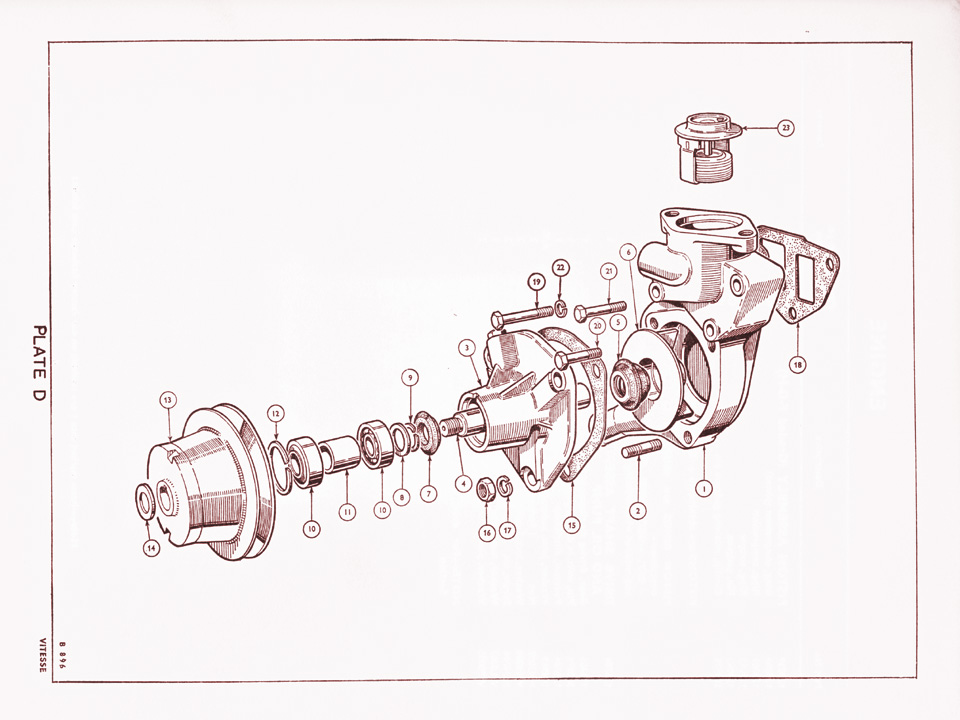 Reproduction Water Pump GWP201 For Triumph GT6, 2000, TR5, TR6, Vitesse